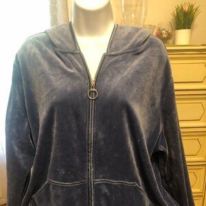 Blue Velour Hoodie Jacket by Jones New York - size 2X